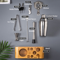 Kit de bar pour divertissements à domicile, outils de mélange de cocktails, kit de barman en acier inoxydable et ensemble de shaker à cocktails Martini