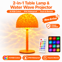 Lampe de table projecteur d'ondulations d'eau étanche IP44, RGB, télécommande tactile, veilleuse d'ambiance champignon pour salle de bain et chambre à coucher