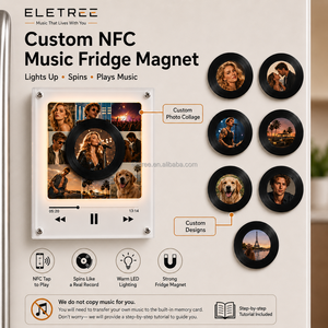Disque rotatif personnalisé en acrylique vierge avec capteur NFC, aimant de réfrigérateur audio, veilleuse et enregistreur vinyle à disques remplaçables - Product Image 5