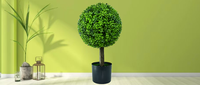 Vente en gros de feuilles de palmier artificielles, petit arbre mort extérieur, buis artificiels pour la décoration intérieure