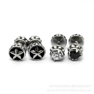 Pendientes yunnique con forma de estrella, acero inoxidable 316, engaste de garra, joyería de moda en blanco y negro para hombres y mujeres - Product Image 2