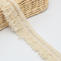 Frange en dentelle de coton blanc avec pompons pour rideaux et garnitures