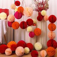 Coloré nid d'abeille boule fête d'anniversaire mariage scène papier lanterne fond suspendu décoration fournitures papier nid d'abeille boule
