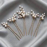 Nouvelles Épingles à Cheveux de Mariée en Perles Dorées, Faites à la Main, Lot de 5, Fourchettes à Cheveux en Perles, Épingles en Forme de U, Imitation Perle, Accessoires de Mariage
