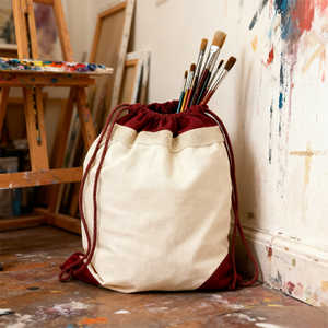 튼튼한 재사용 가능한 친환경 면 졸라매는 끈 배낭 캔버스 끈 가방 - Product Image 4