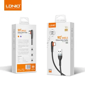 LDNIO LS561 Fast Charge 3ft 6ft 10ft ไนลอน Braided 2.4A 3A ข้อมูลสำหรับ Samsung สาย Para Celular Micro Usb สายสำหรับ iPhone