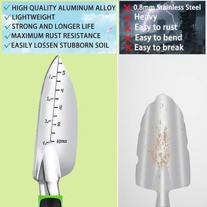 Ensemble de 8 outils de <span class=keywords><strong>jardinage</strong></span> à main, en alliage d'aluminium léger, ensemble <span class=keywords><strong>cadeau</strong></span> avec sac de rangement durable, cadeaux de jardin <span class=keywords><strong>pour</strong></span> femmes et hommes - Product Image 5