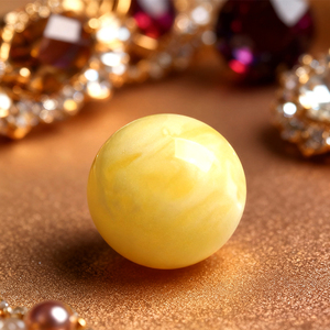 Đá hổ phách tự nhiên LANGYUE, màu vàng/trắng, kích thước 10mm, hiệu ứng quang học hình sao, đánh bóng, dùng làm đồ trang sức - Product Image 4