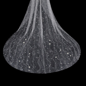 S7736F haute qualité Offres Spéciales lumière luxe <span class=keywords><strong>lumineux</strong></span> longue vadrouille mariée mariée longue dentelle imprimé voiles de mariée élégant - Product Image 4