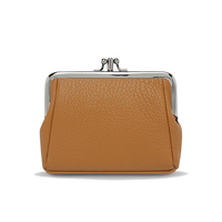 Dompet Koin Kulit PU Mini Anti Maling dengan Kancing Pengunci Warna Solid Logo Kustom Dompet Kecil Mudah Dibawa untuk Penggunaan Sehari-hari