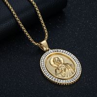 Hip Hop Diamant Jéhovah Religieux Chrétien Pièce Pvd En Acier Inoxydable Bijoux De Mode Pendentif Colliers Plaqué Or 18K pour Femmes