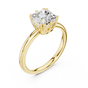 Bague en or rose avec diamant de laboratoire taille radiant, sertie à griffes, élégante bague de fiançailles solitaire pour femme - Product Image 3