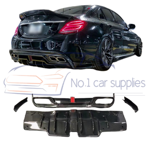 Difusor de parachoques trasero de fibra de carbono estilo IMP con recortes de escape para W205 C63 condición nueva pieza de automóvil - Product Image 5