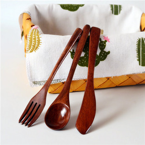 Juego portátil japonés de cuchara, tenedor, <span class=keywords><strong>cuchillo</strong></span> de madera, juego de cubiertos de tres piezas, vajilla de madera de regalo - Product Image 1