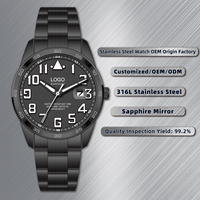 Montre Homme Personnalisée OEM avec Logo, Mouvement Quartz de Haute Qualité, Cadran en Verre Minéral, Aiguilles en Acier Inoxydable 304, Style Simple et Antique