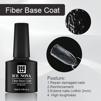 ICE NOVA Base Coat en Fibre de Soie avec Logo Personnalisé, Gel UV Réparateur pour Ongles, Vernis à Ongles Naturel en Fibre