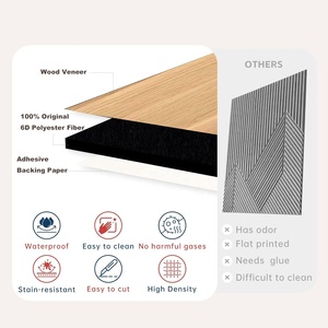 3D hạt Gỗ Acoustic Panels 12x12 inch gỗ sồi tự nhiên Veneer rãnh dính âm thanh hấp thụ cảm thấy Hội Đồng Quản Trị cho trang trí Nội Thất Tường - Product Image 3