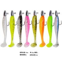 Leurre souple avec hameçon à tête plombée 6cm 3g Queue de pagaie Leurre de pêche 5 pièces Leurre souple bionique Équipement de pêche en gros