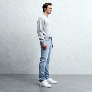 고품질 남성 빈티지 스타일 슬림핏 찢어진 청바지 3D 스트리트웨어 스트레이트 스택드 데님 팬츠 빠른 배송 여름 가을 - Product Image 3