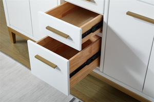 Mueble de Baño Moderno de Lujo con Acabado Lacado Blanco de 60 Pulgadas con Lavabo Doble, <span class=keywords><strong>Base</strong></span> de MDF Personalizada y Acero Inoxidable - Product Image 4