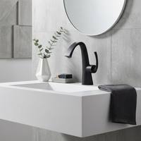 Robinet de lavabo contemporain gris anthracite à déclenchement tactile, à poser sur le comptoir, en laiton, pour projets hôteliers et d'appartements