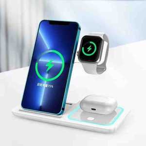 Support de chargeur sans fil 3 en 1 pour téléphones Apple, montres et écouteurs, station de charge rapide avec indicateur LED - Product Image 1
