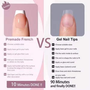Aillsa OEM Faux Ongles Courts Carrés à Presser Faits Main, 120 Pièces, Nude Blanc French Manucure, Fournitures pour Ongles en Acrylique - Product Image 4