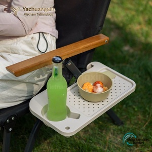 Portavasos Portátil con Bandeja de Almacenamiento Lateral, 31x19cm, Plegable, de PP, para Exteriores, Camping, Bandeja de Expansión para Reposabrazos - Product Image 2