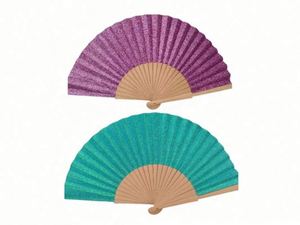 Nouveau style, éventail en bois brillant en polyester et coton, couleur unie, 23 cm, promotion pour fêtes - Product Image 3