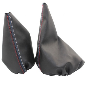 Car Shift Boot Black Leather Boot <strong>Gear</strong> Shift <strong>Knob</strong> Boot Shift Dust Stitching Manual Handbrake Gaiter for <strong>bmw</strong> 3Series E36 <strong>E46</strong> - Product Image 4