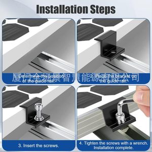 Support de montage solaire, pince latérale noire, lot de 6, en alliage d'aluminium, finition anodisée, pour l'installation de panneaux photovoltaïques - Product Image 5
