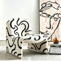 Fauteuil d'appoint moderne nordique en bouclette Teddy, chaise de loisirs minimaliste en forme de colline pour salon, chambre et balcon