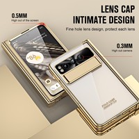 Étui pour téléphone Google Pixel Fold, matériau PC, électroplaqué, transparent, entièrement couvrant, antichoc, avec protection d'écran