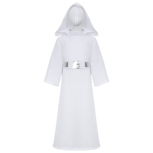 Costume de la princesse Leia de Star Wars, robe blanche à capuche pour femmes et enfants, robe de cosplay d'Halloween - Product Image 1