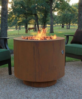 Brasero d'extérieur rond en acier Corten, foyer au propane effet rouillé, foyer au gaz naturel pour terrasse et jardin