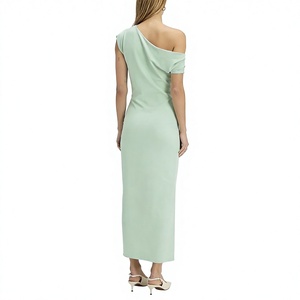 Vestido Midi de un Hombro para Mujer, con Abertura Lateral Fruncida, Ajuste Delgado, Elegante, para Noche, Personalizado - Product Image 2