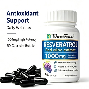60 Cápsulas de Resveratrol, Extracto de Vino Tinto, Suplemento Dietético, Soporte Antioxidante, Cápsulas de Extracto de Semilla de Uva - Product Image 1