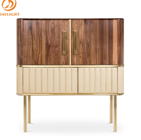 Mini bar à vin portable personnalisé, comptoir d'armoire en bois avec pied en acier inoxydable, meubles de luxe pour la maison