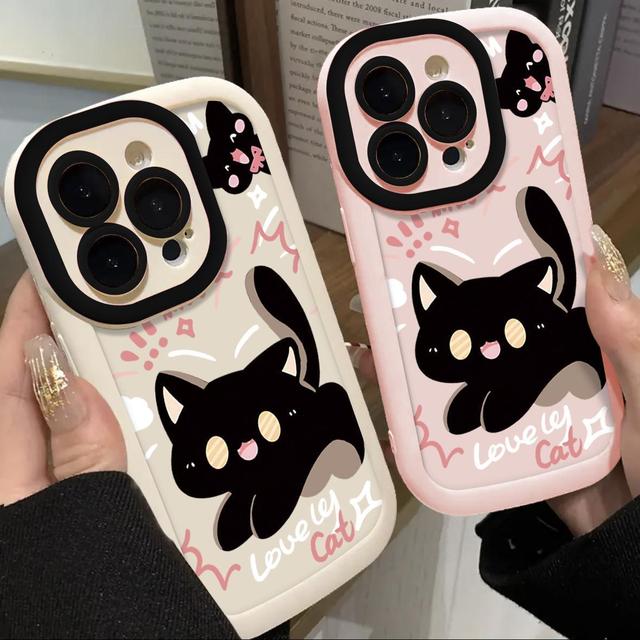 Fashion High Quality Cartoon Lovely Kitty Silicone Case Skin Feel Shockproof Phone case for iPhone 16 15 14 Plus Pro Max