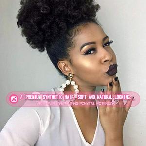 Queue de cheval synthétique Afro Puff à cordon de serrage, <span class=keywords><strong>chignon</strong></span> bouclé crépu, extensions courtes, postiches <span class=keywords><strong>pour</strong></span> <span class=keywords><strong>chignon</strong></span>, <span class=keywords><strong>pour</strong></span> femmes noires - Product Image 2