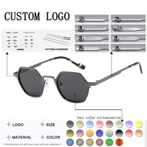Lunettes de soleil géométriques unisexes, monture noire pleine, protection UV400, style tendance, protection solaire pour adultes - Product Image 2