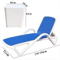 Chaises longues de plage pliantes en plastique modernes pour hôtel, mobilier d'extérieur, chaises longues de piscine, chaises longues de jardin, avec coussins