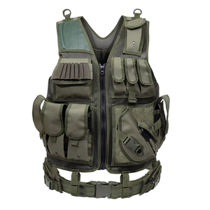 Gilet tactique utilitaire réglable pour le rangement d'équipement extérieur avec ceinture détachable et triple pochette pour chargeurs - Product Image 1