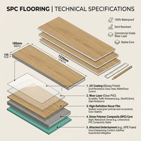 Revêtement de sol SPC gris moderne avec sous-couche silencieuse IXPE, planches de vinyle rigides pour la rénovation intérieure d'appartements