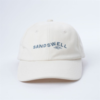 Casquette de baseball unisexe décontractée et promotionnelle, à six panneaux, à visière incurvée, de couleur crème, avec motif brodé, vente en gros