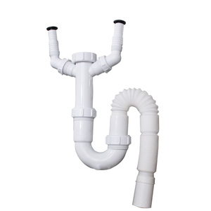 Sifón y Trampa de Desagüe para <span class=keywords><strong>Fregadero</strong></span> de Cocina Moderno TALEA, Color Blanco, con Sellado de Agua, Tubería de Drenaje de 40 mm, Función Antiolor - Product Image 2