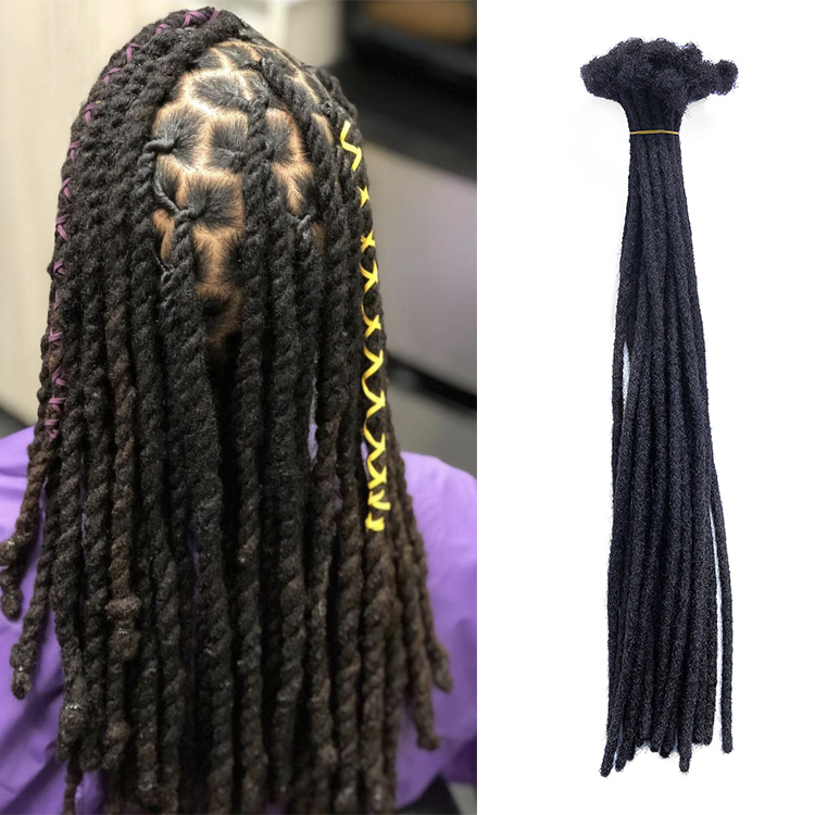KAMA Drop Shipping Remy Dreadlocks Extensions 100% Soft Natural Afro Kinky Locs Human Machine Double Weft Crochet Dreadlocks