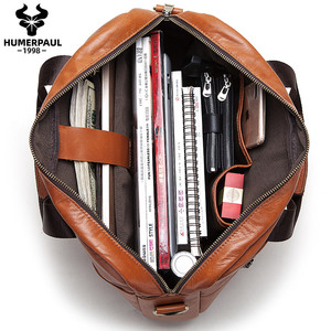 HUMEPAUL High Quality Brand <strong>Leather</strong> <strong>Laptop</strong> <strong>Bags</strong> <strong>Men</strong> Business Briefcase Messenger <strong>Bag</strong> Vintage Top Crossbody <strong>Bag</strong> - Product Image 4