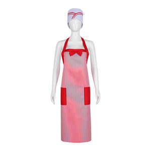 Star's Edge Women's Sexy Waitress Costume Red and <b>White</b> Striped <b>Apron</b> with Hat for Halloween Cosplay - Product Image 5