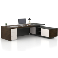 Bureau de direction en forme de L moderne haut de gamme, ensemble de table de bureau en bois durable, professionnel, pour PDG, commercial, avec tiroir pour dossiers